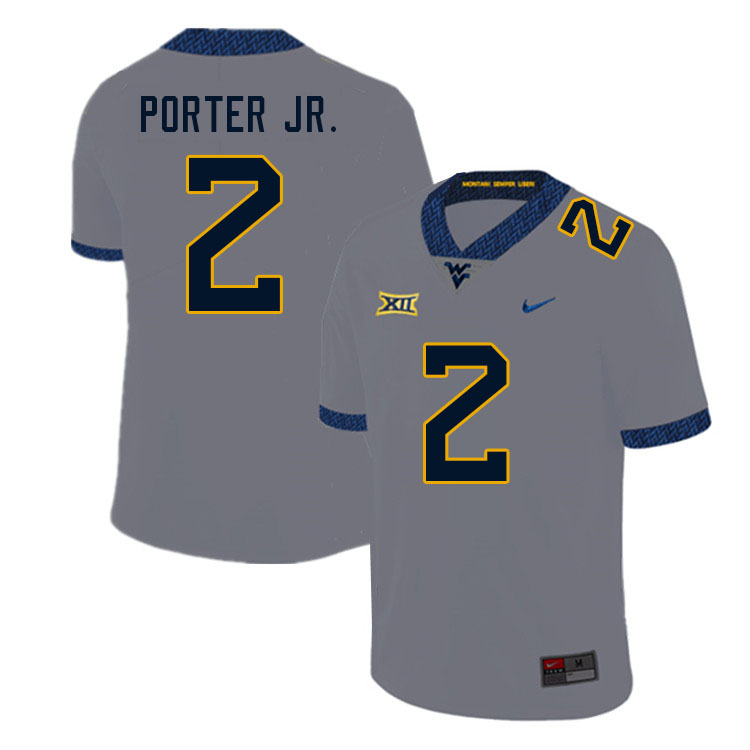 Men #2 Daryl Porter Jr. West Virginia Mountaineers College Football Jerseys Sale-Gray